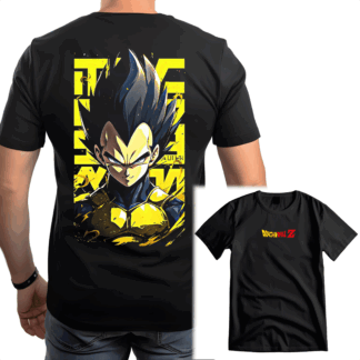Camiseta Vegeta Saiyan edición especial con estilo urbano y toques racing. Ideal para fans de Dragon Ball y la cultura motera. Disponible en Clothes4All para comprar online